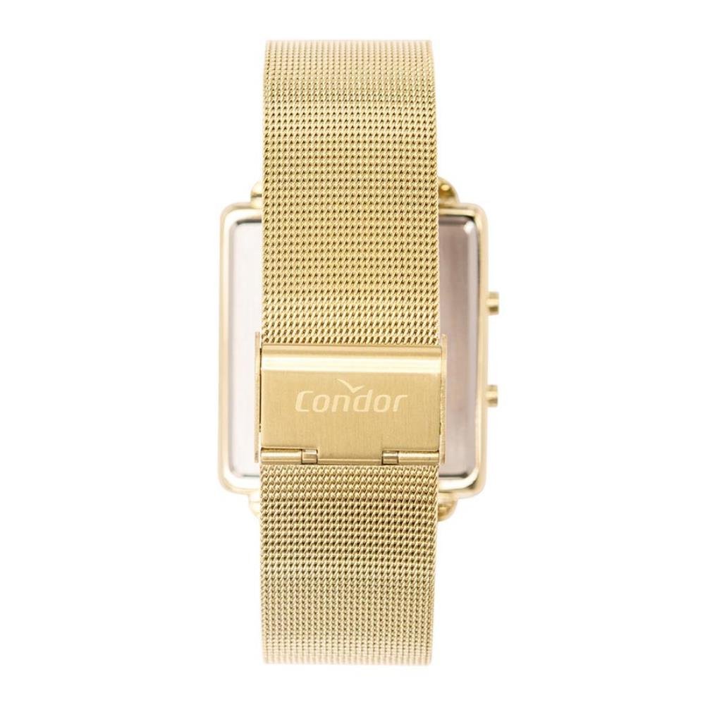 Relógio Condor Feminino Ref: Comd1202afs/4d Led Espelhado Mesh Dourado Dourado 3