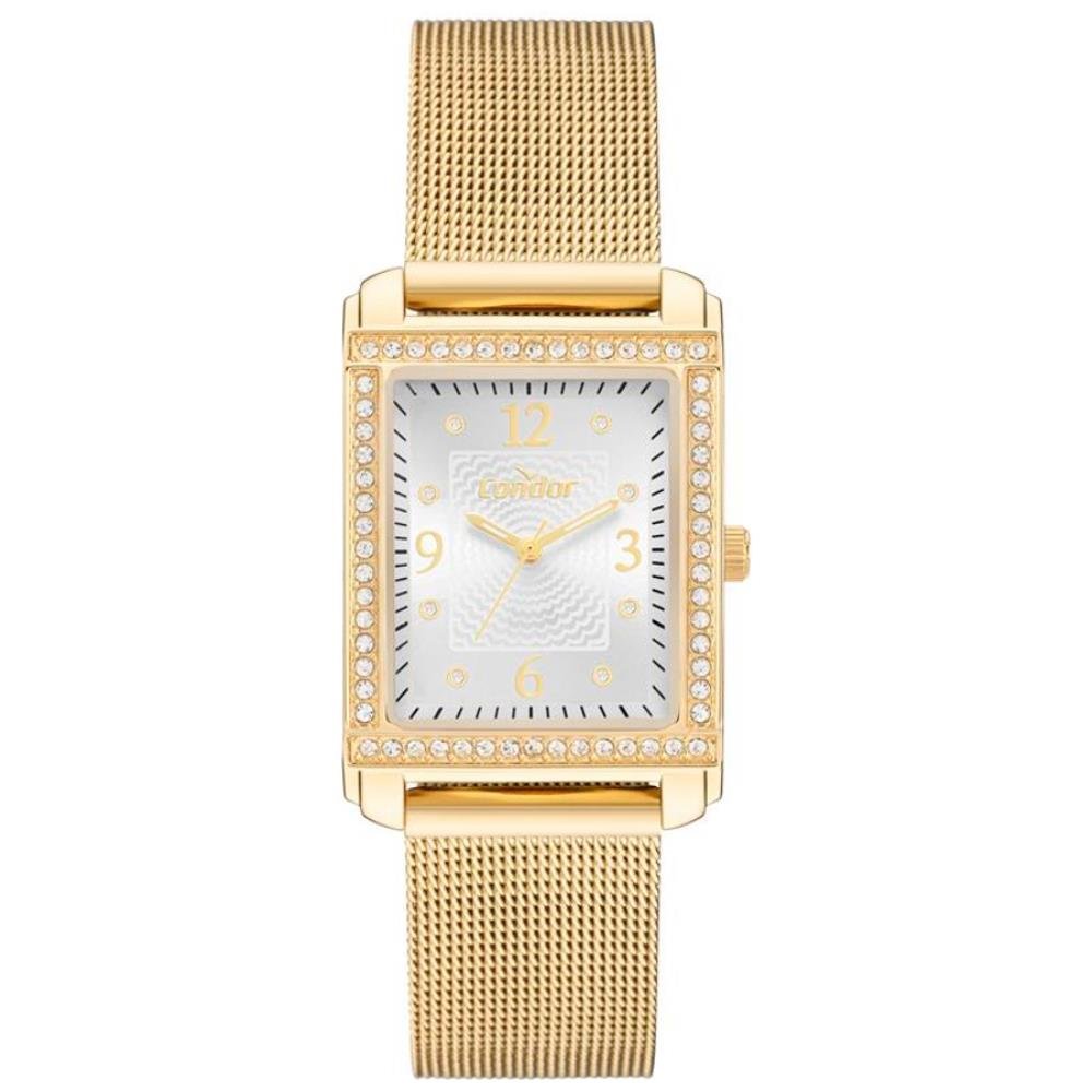 Relógio Condor Feminino Ref: Co2035ncp/4k Retangular Mesh Dourado