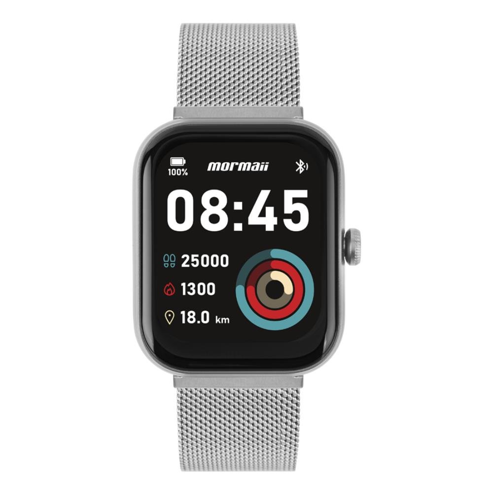 Relógio Smartwatch Mormaii Life Ultra Ref: Molifeuao/7k Prateado Milanese