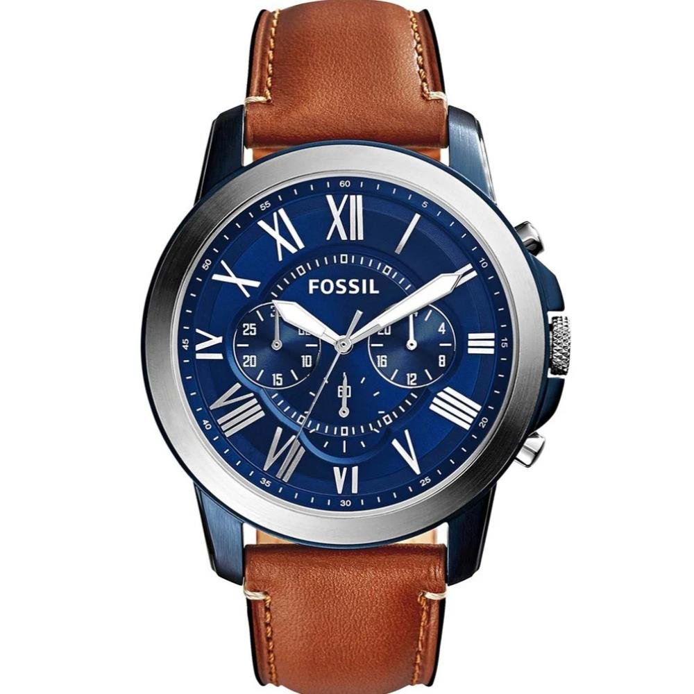 Relógio Fossil Masculino Ref: Fs5151/0an Cronógrafo Azul