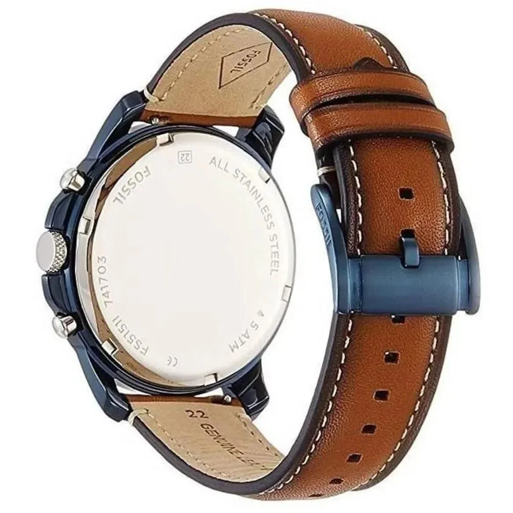 Relógio Fossil Masculino Ref: Fs5151/0an Cronógrafo Azul Prata 3