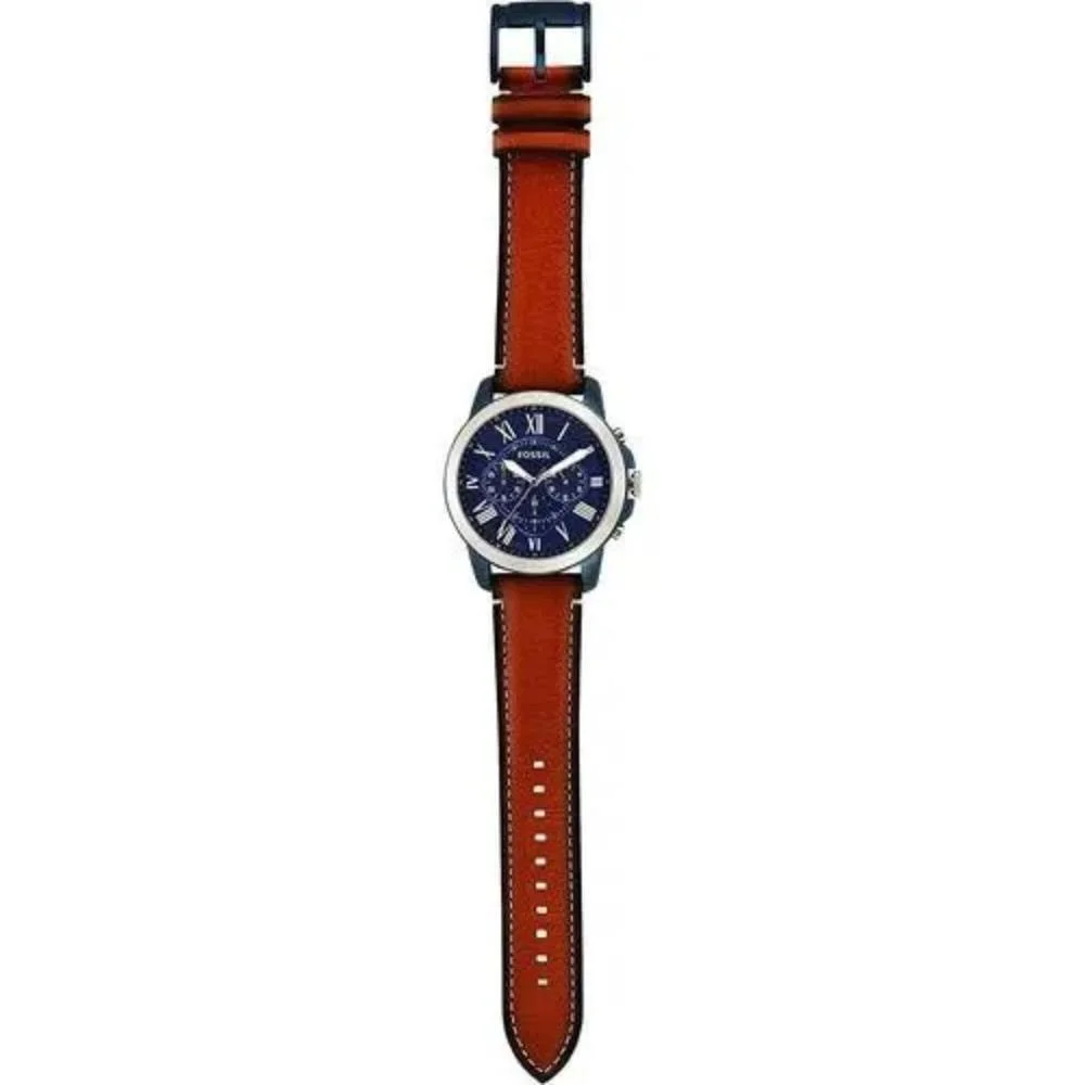 Relógio Fossil Masculino Ref: Fs5151/0an Cronógrafo Azul Prata 4