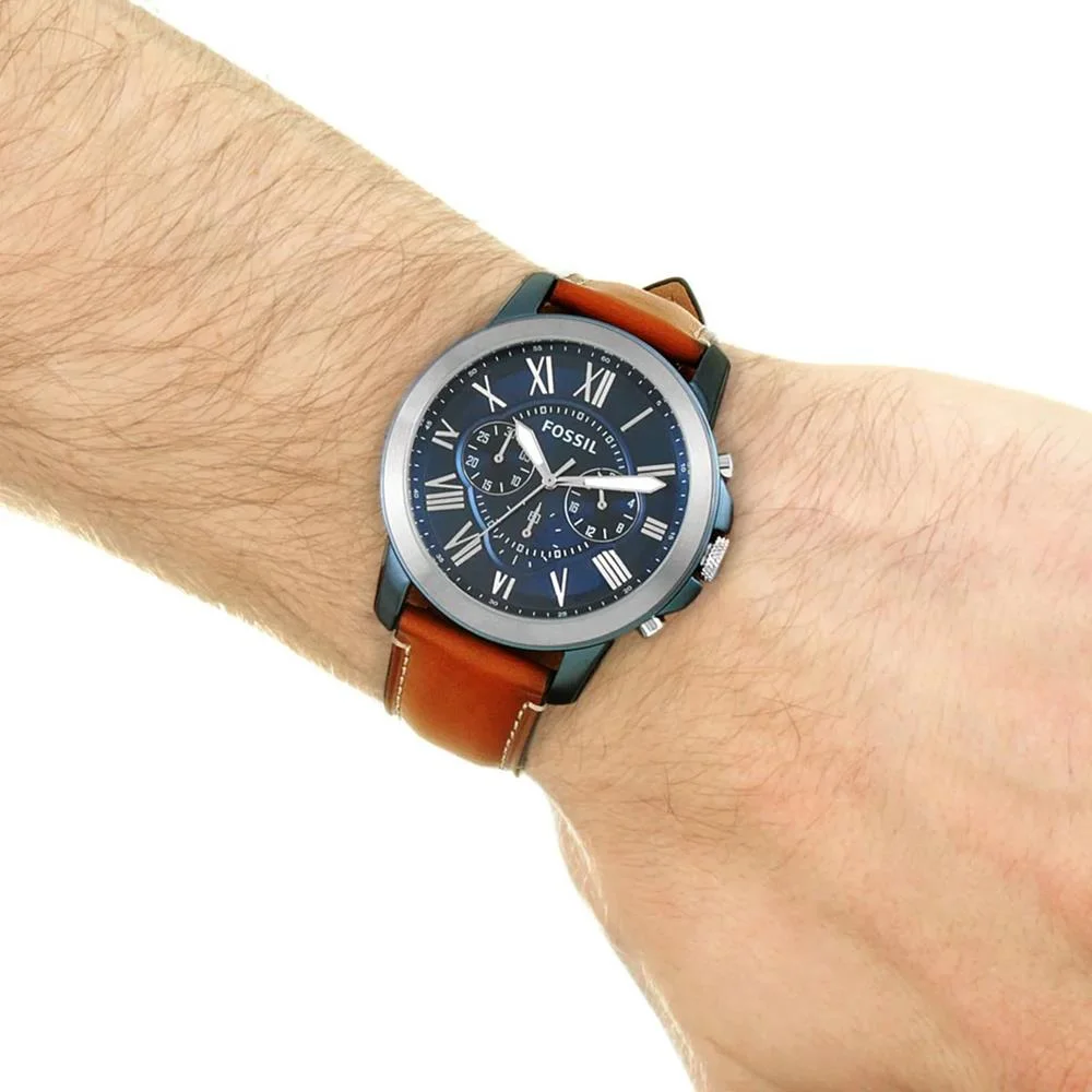 Relógio Fossil Masculino Ref: Fs5151/0an Cronógrafo Azul Prata 5