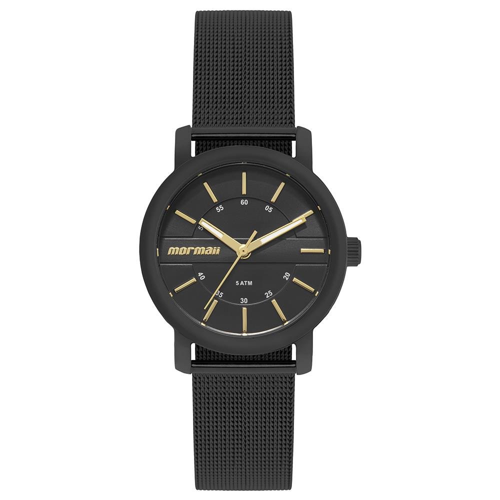 Relógio Mormaii Feminino Ref: Mo2036kl/1p Casual Aço Mesh Black