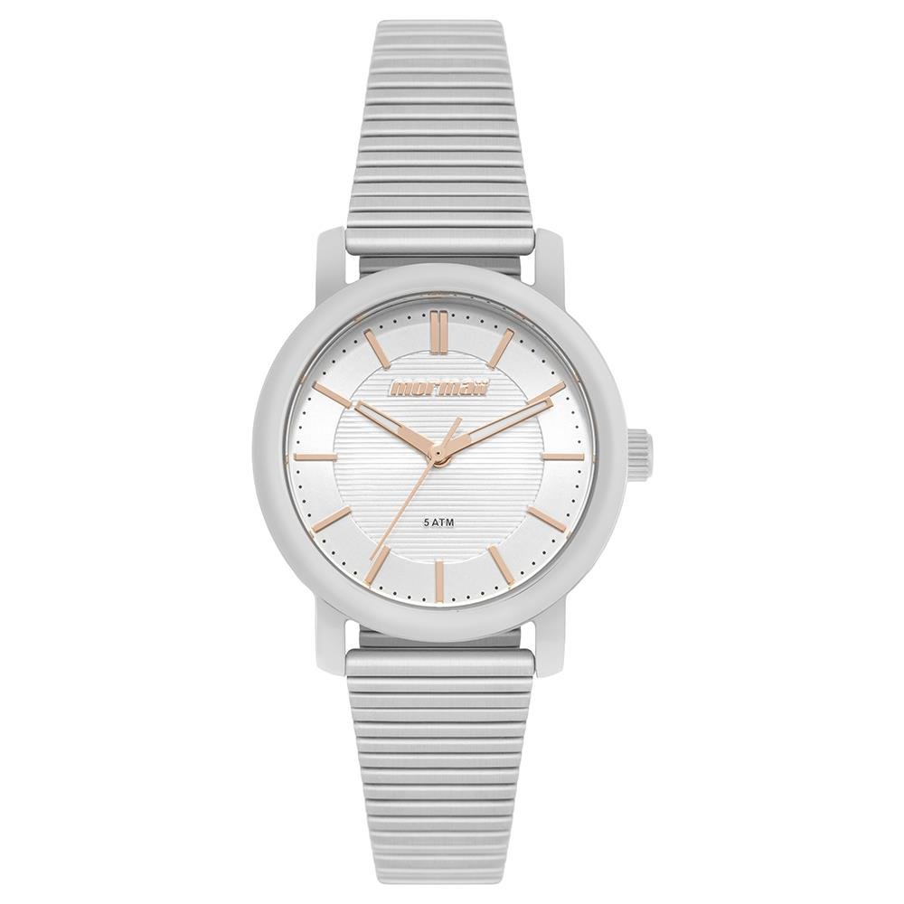 Relógio Mormaii Feminino Ref: Mo2036jz/1k Casual Aço Prateado