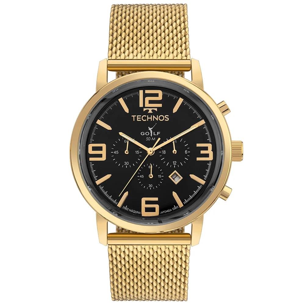 Relógio Technos Masculino Ref: Os20iqv/1p Cronógrafo Mesh Dourado