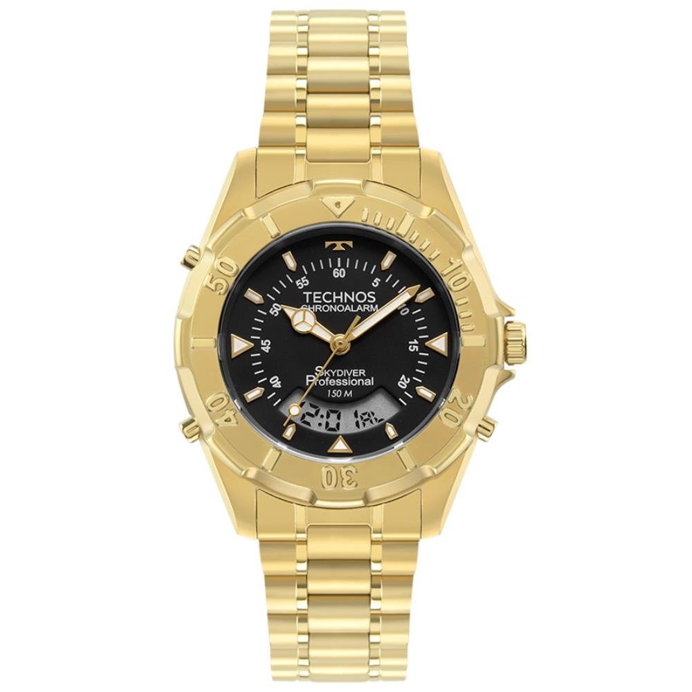 Relógio Technos Masculino Ref: Wt2050afn/1p Skydiver Anadigi Dourado