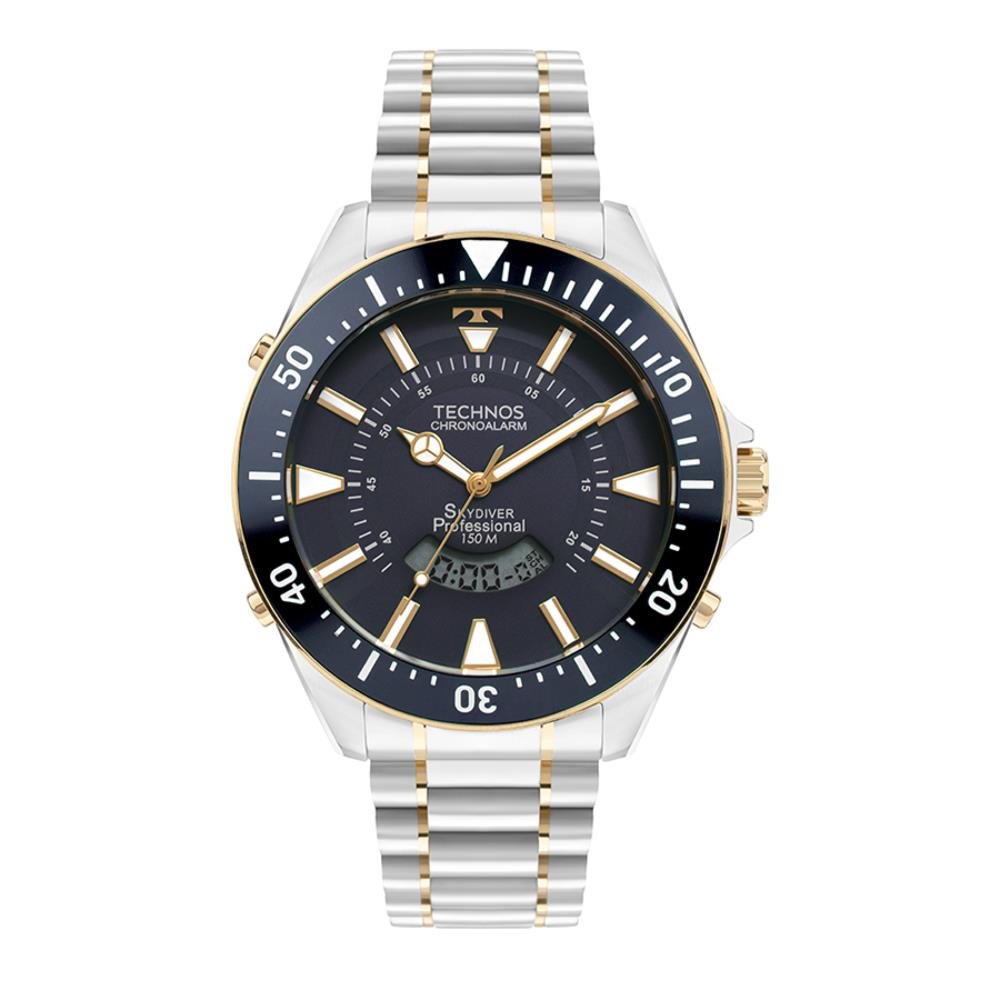 Relógio Technos Masculino Ref: Wt2050ain/1a Skydiver Anadigi Bicolor