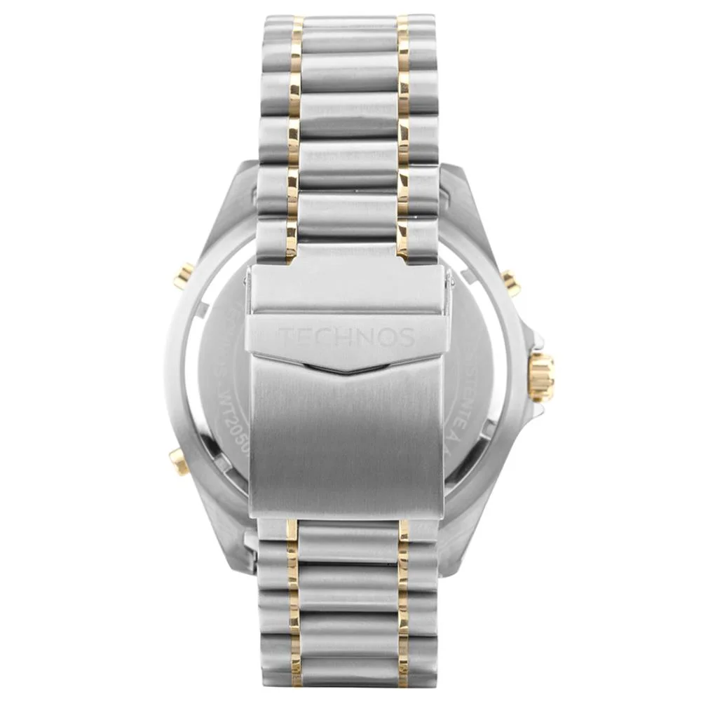 Relógio Technos Masculino Ref: Wt2050ain/1a Skydiver Anadigi Bicolor Prata 2