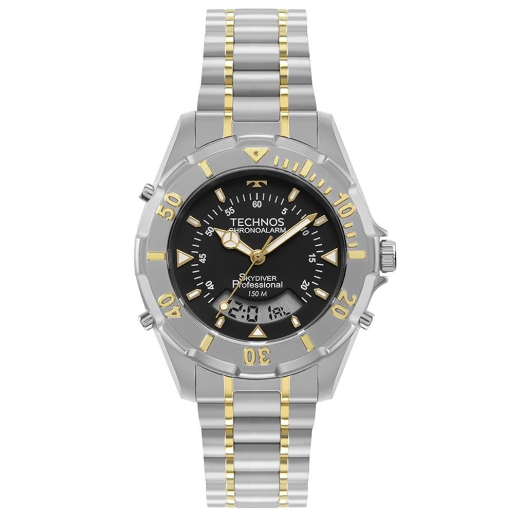 Relógio Technos Masculino Ref: Wt2050agn/1p Skydiver Anadigi Bicolor