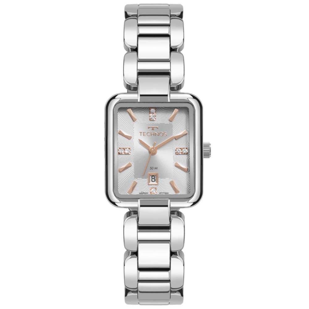 Relógio Technos Feminino Ref: 2015ces/1k Bracelete Retangular Prateado