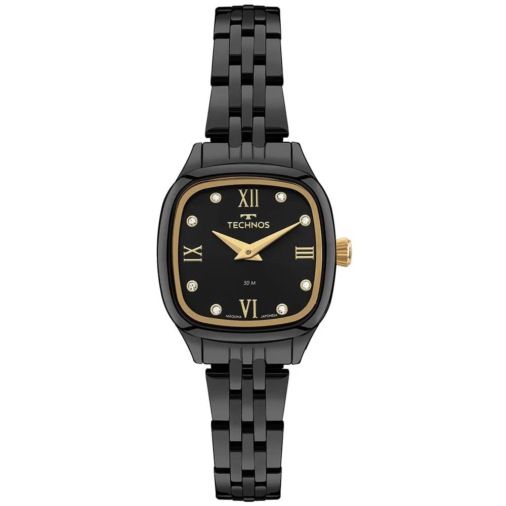 Relógio Technos Feminino Ref: 2025luo/1p Retangular Black