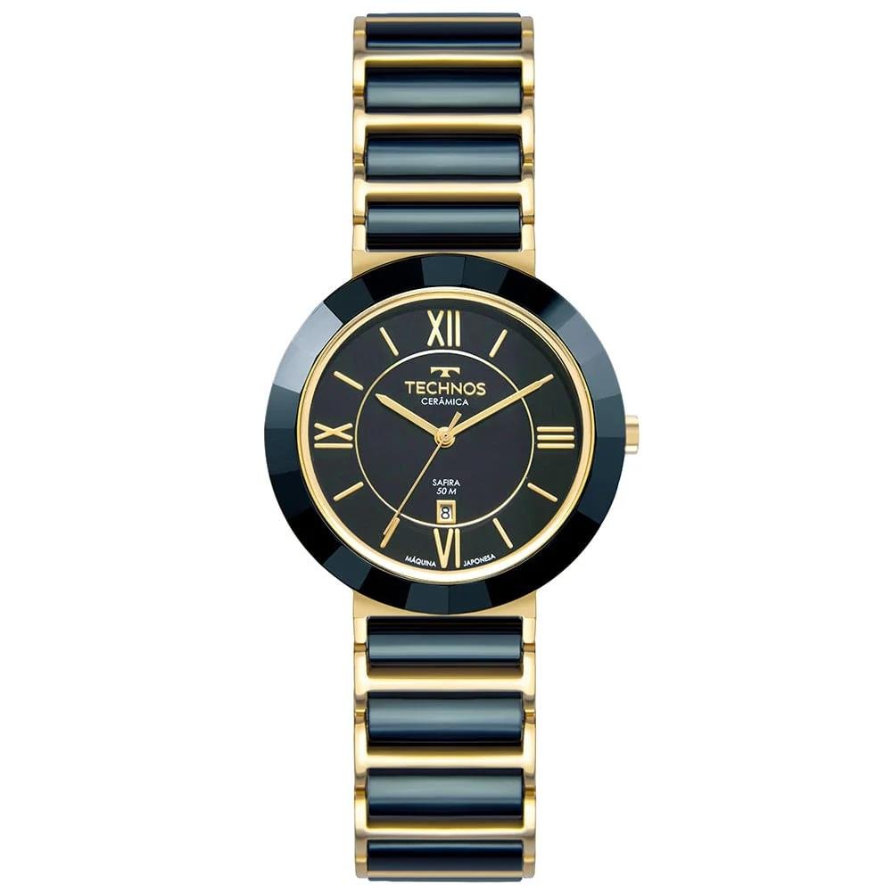 Relógio Technos Feminino Ref: 2015ce/1a Cerâmica Dourado