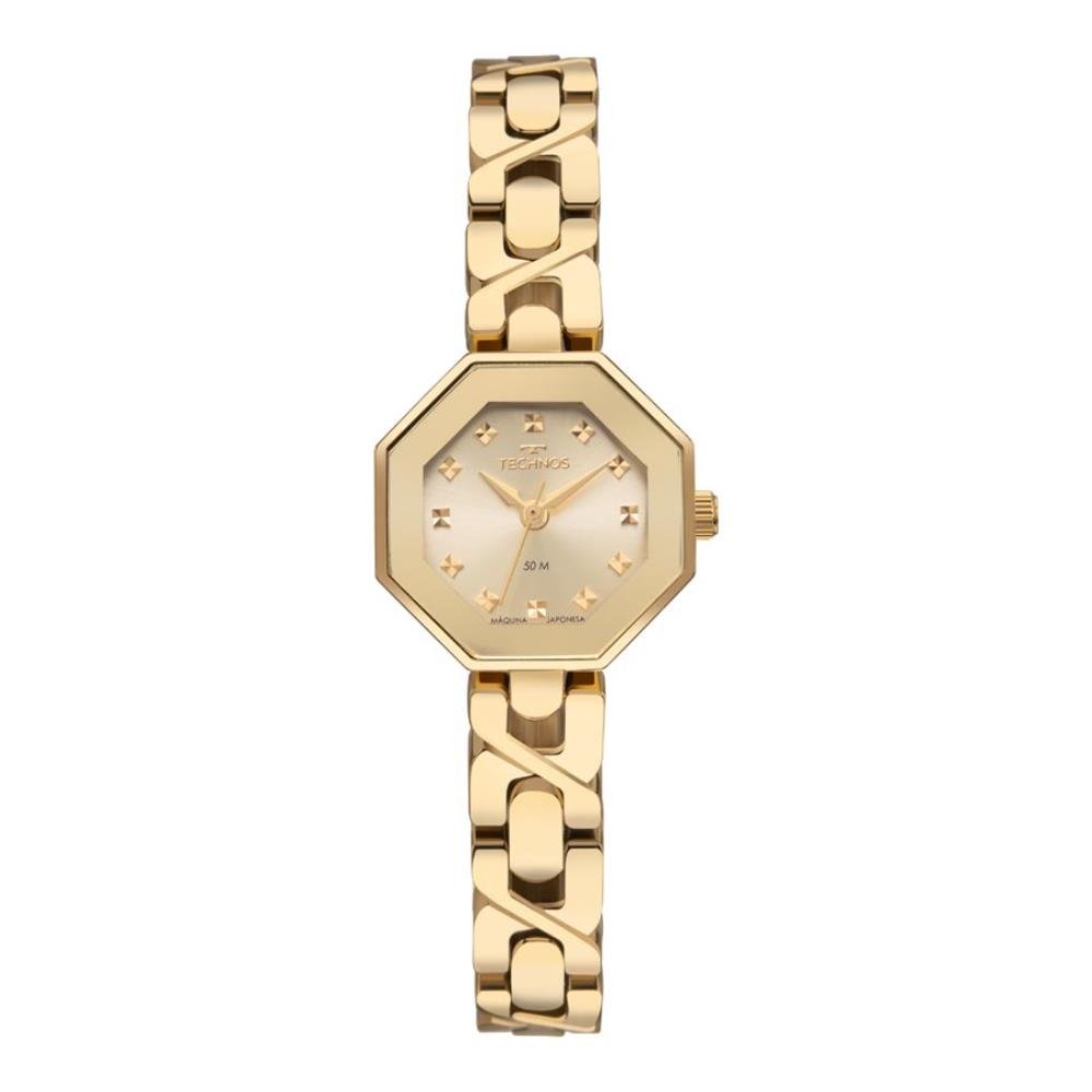 Relógio Technos Feminino Ref: 2035ncv/1x Bracelete Octogonal Dourado