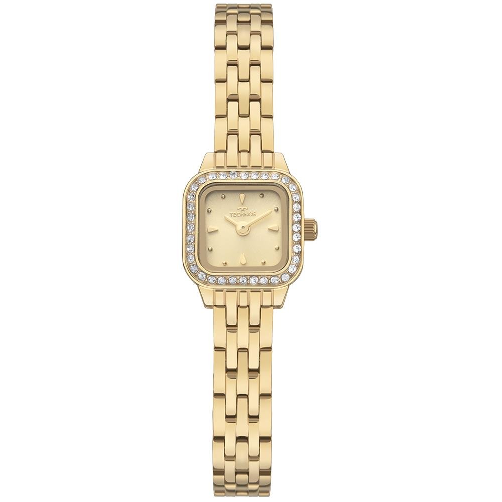 Relógio Technos Feminino Ref: 1042ab/1x Retangular Mini Dourado