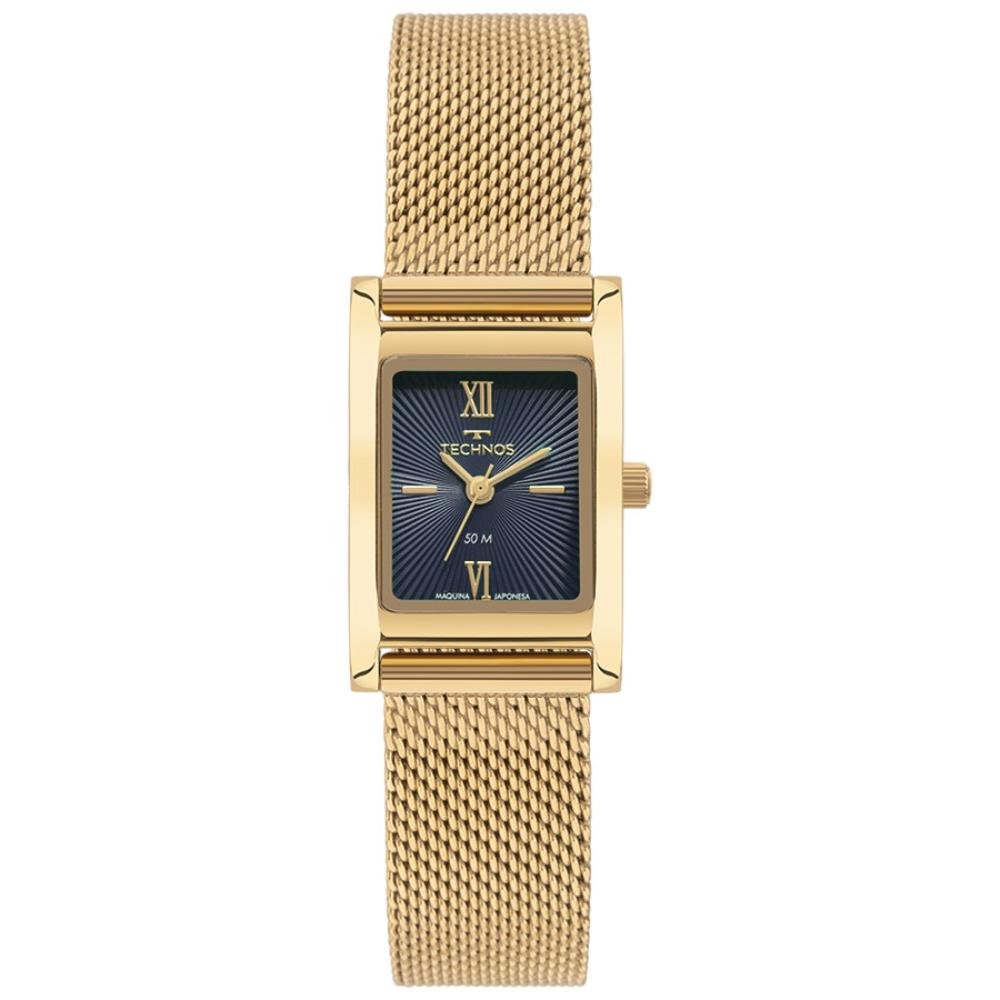 Relógio Technos Feminino Ref: 2035nde/1a Elegance Mesh Retangular Dourado
