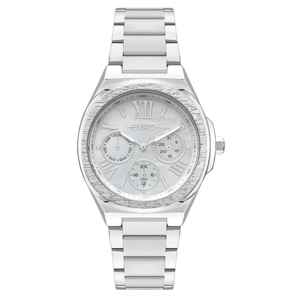 Relógio Euro Feminino Ref: Eu6p79af/4b Multifunção Prateado