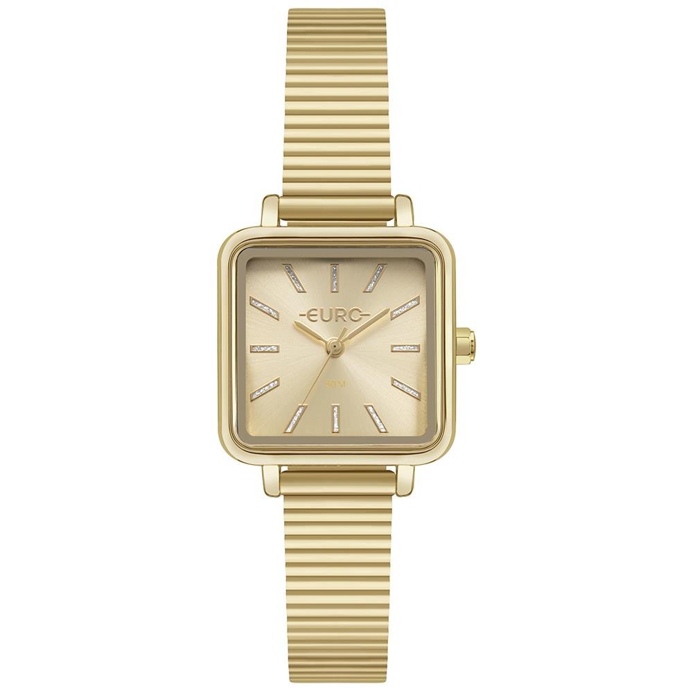 Relógio Euro Feminino Ref: Eu2035yzt/4d Casual Retangular Dourado