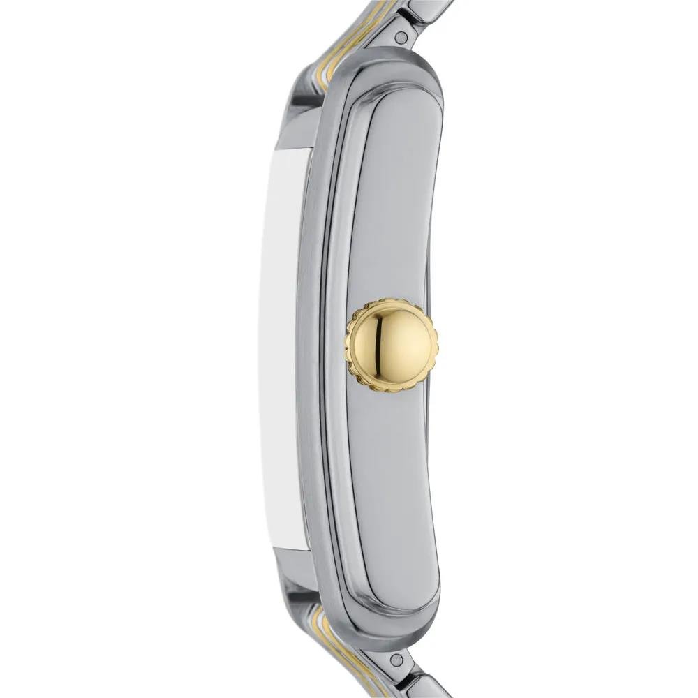 Relógio Fossil Masculino Ref: Fs6010/1kn Clássico Retangular Bicolor Prata 3