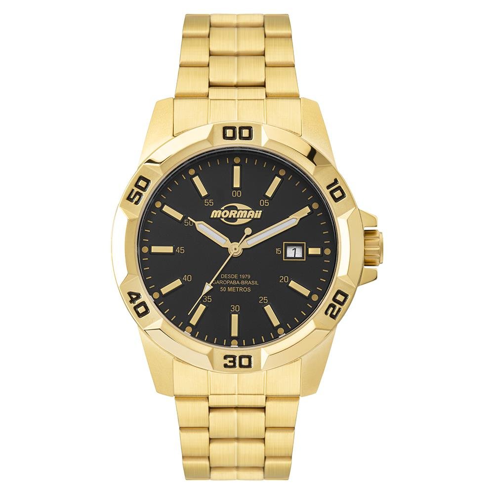 Relógio Mormaii Masculino Ref: Mo2317ai/1p Esportivo Aço Dourado