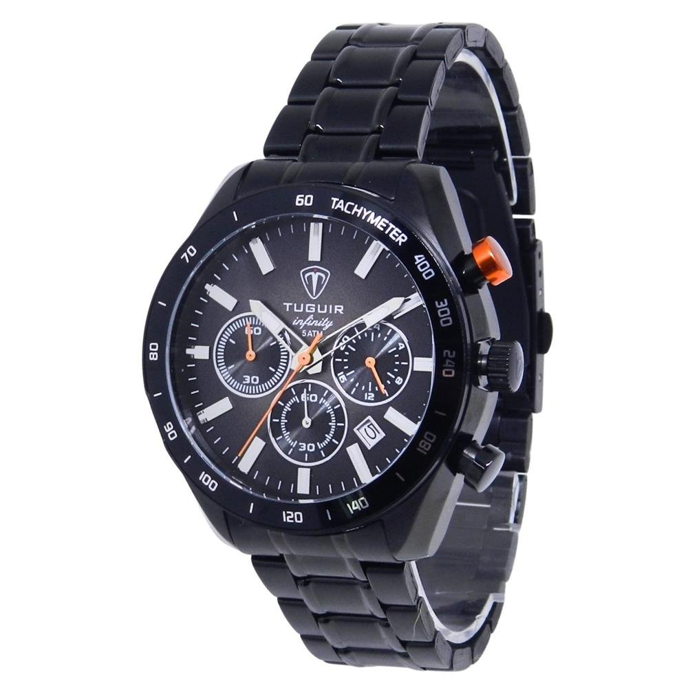Relógio Tuguir Masculino Ref: Tgi37119 Cronógrafo Aço Black Preto 2