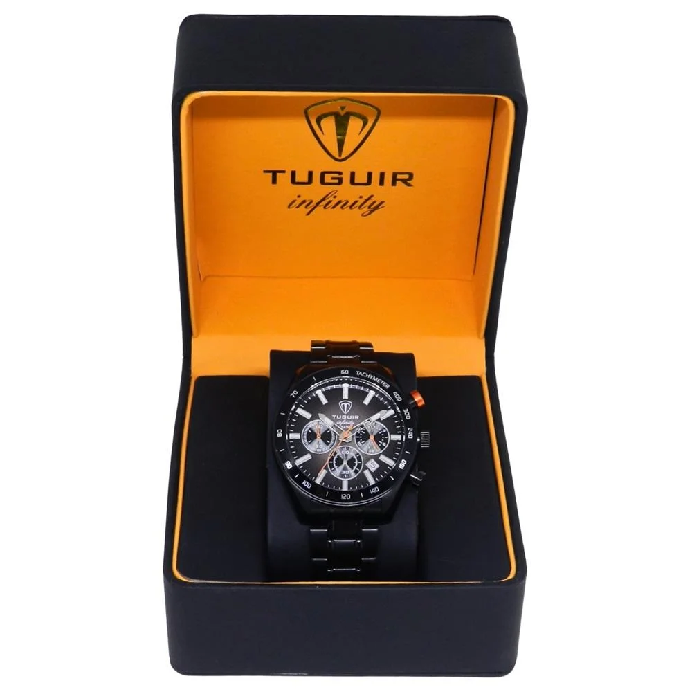 Relógio Tuguir Masculino Ref: Tgi37119 Cronógrafo Aço Black Preto 4