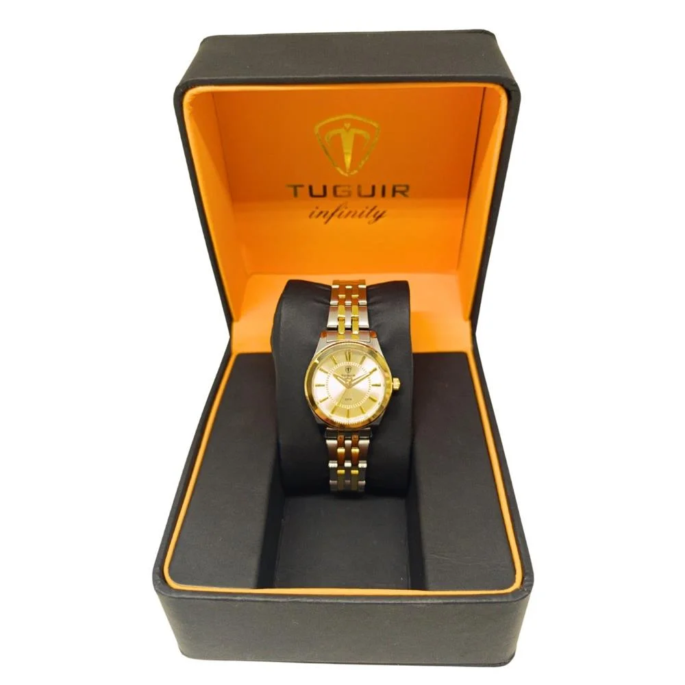 Relógio Tuguir Feminino Ref: Tgi37134 Aço Clássico Bicolor Dourado 4