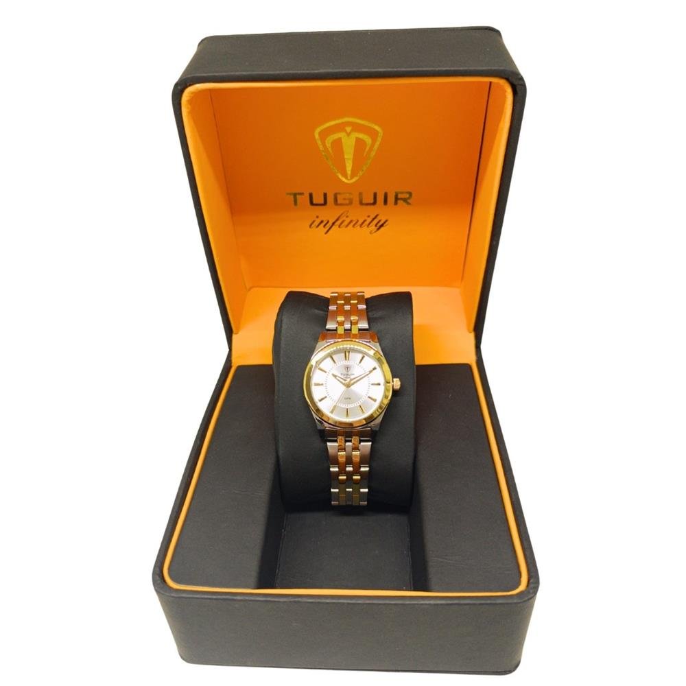 Relógio Tuguir Feminino Ref: Tgi37133 Aço Clássico Bicolor Dourado 4