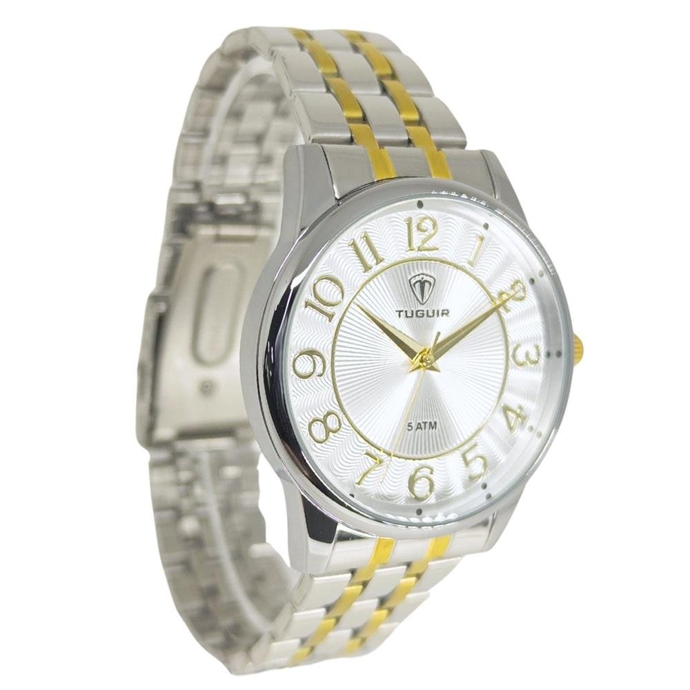 Relógio Tuguir Feminino Ref: Tg30423 Casual Bicolor Prata/Dourado 3