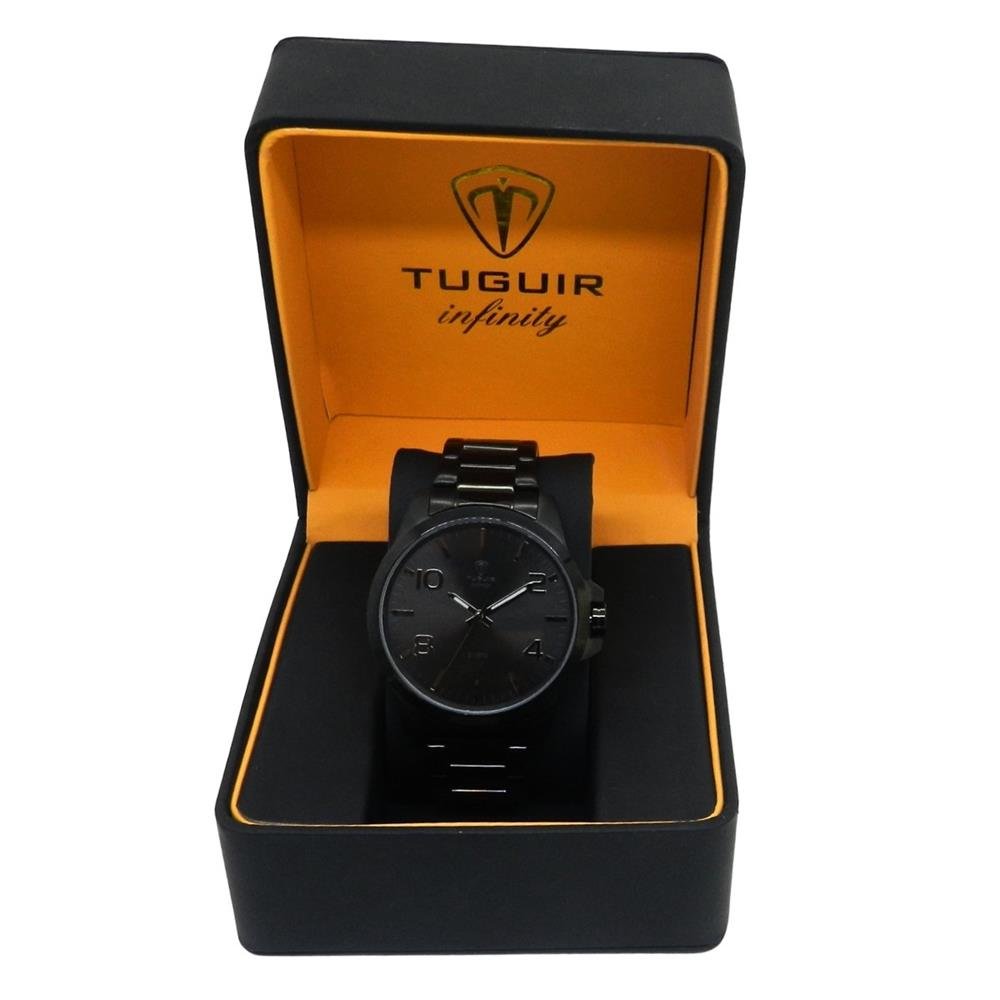 Relógio Tuguir Masculino Ref: Tgi37166 Casual Aço Black Preto 4