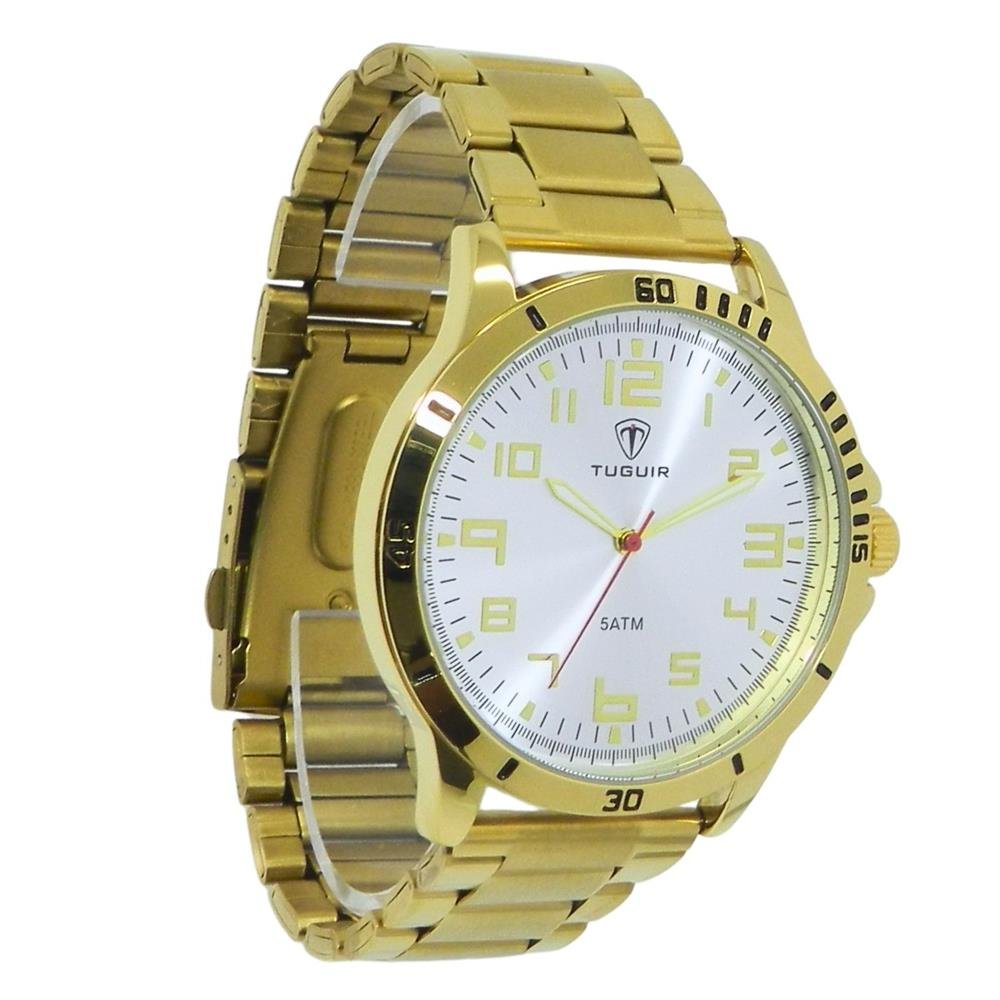 Relógio Tuguir Masculino Ref: Tg30355 Casual Dourado Dourado 2