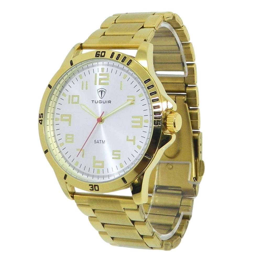 Relógio Tuguir Masculino Ref: Tg30355 Casual Dourado Dourado 3