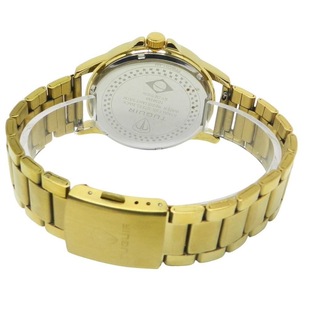 Relógio Tuguir Masculino Ref: Tg30355 Casual Dourado Dourado 4