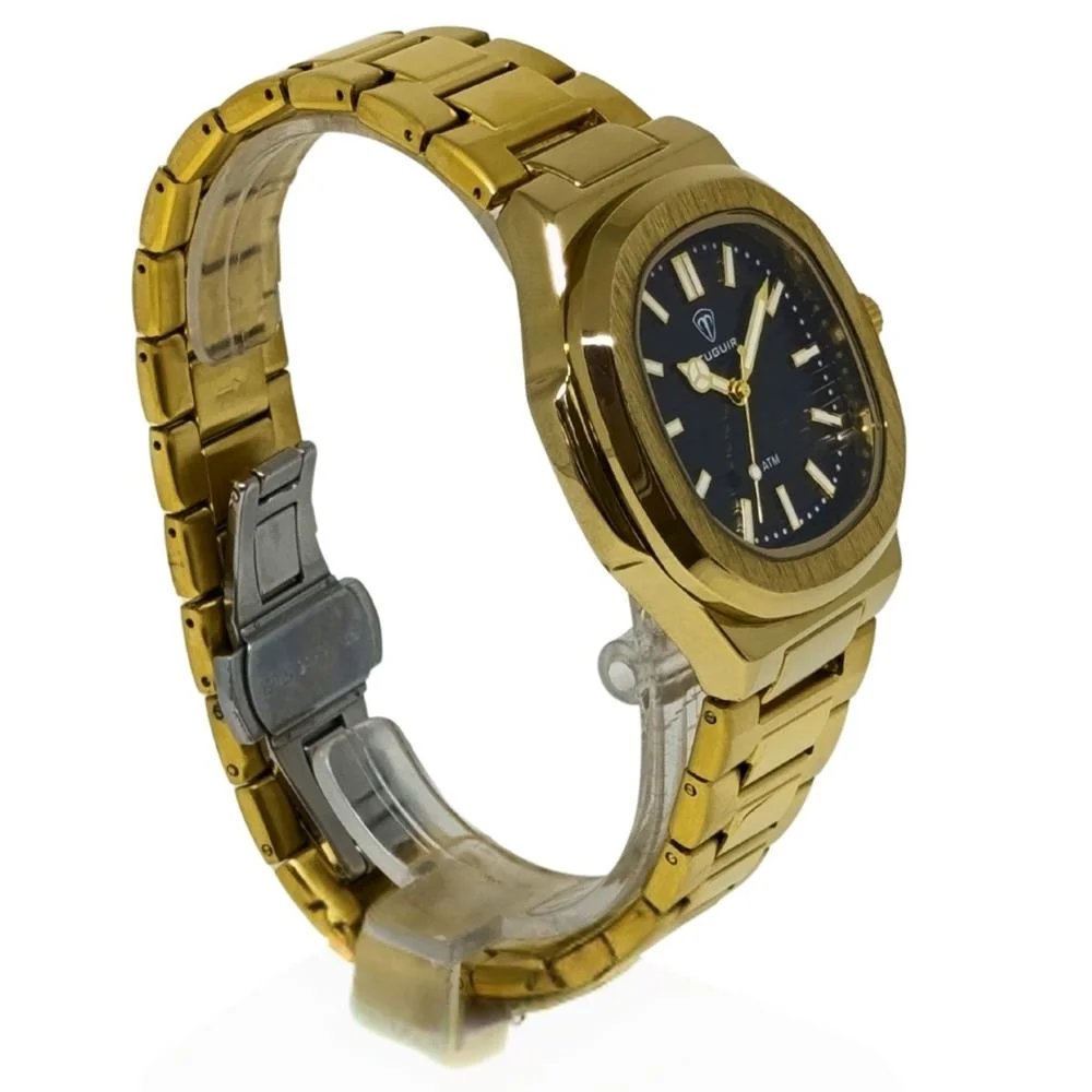 Relógio Tuguir Masculino Ref: Tg30443 Casual Retangular Dourado Dourado 3