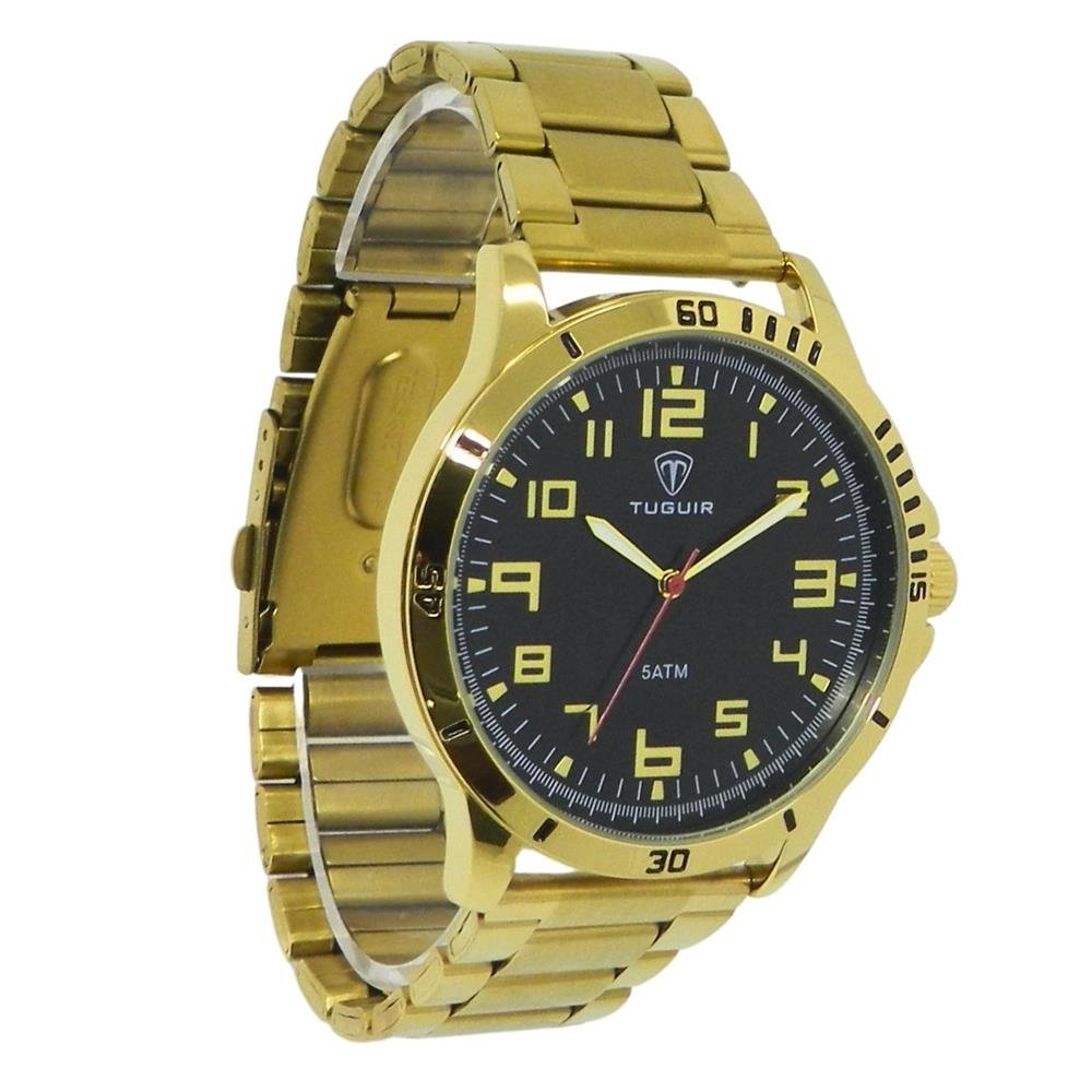 Relógio Tuguir Masculino Ref: Tg30354 Casual Dourado Dourado 2