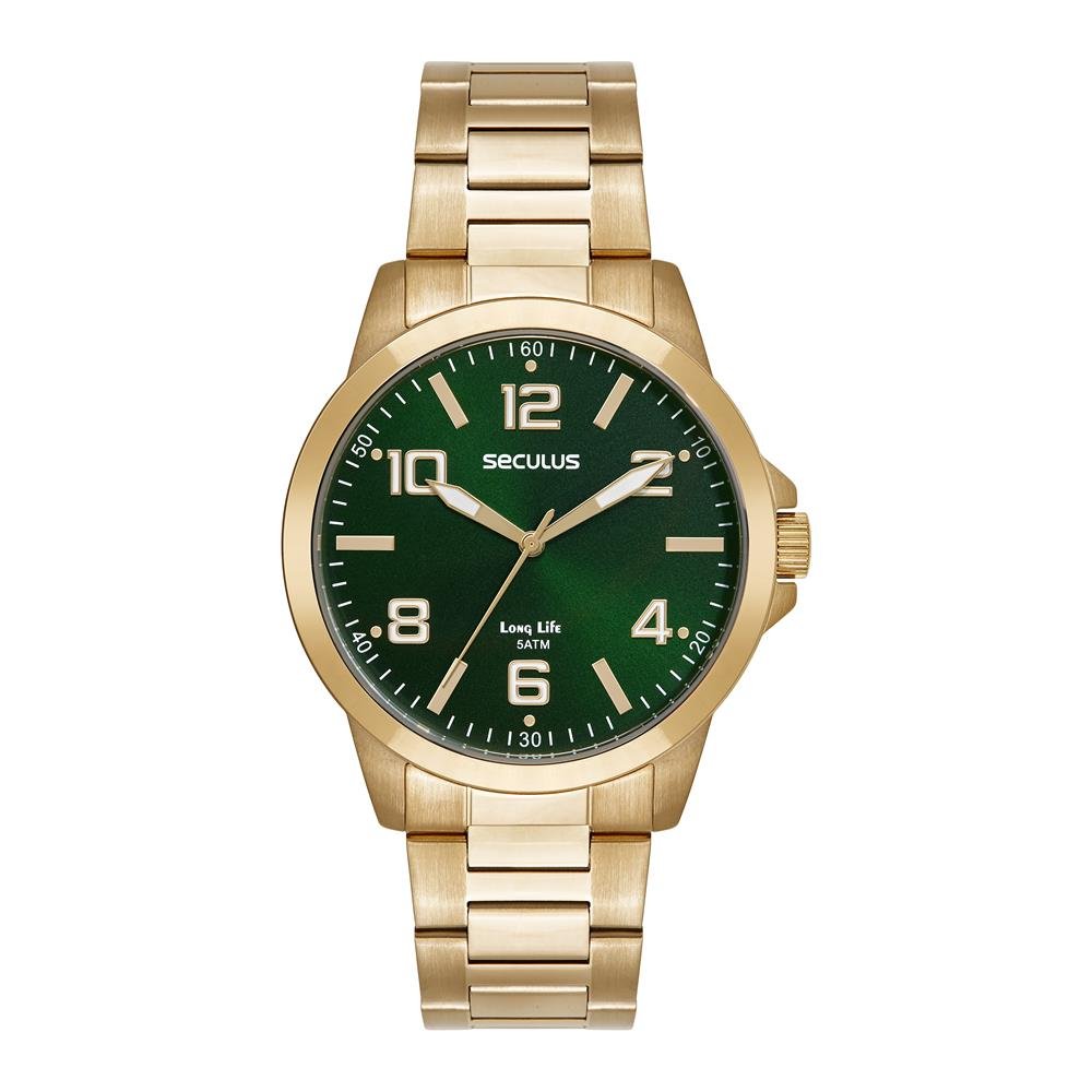 Relógio Seculus Masculino Ref: 44297gpsvda5 Casual Dourado