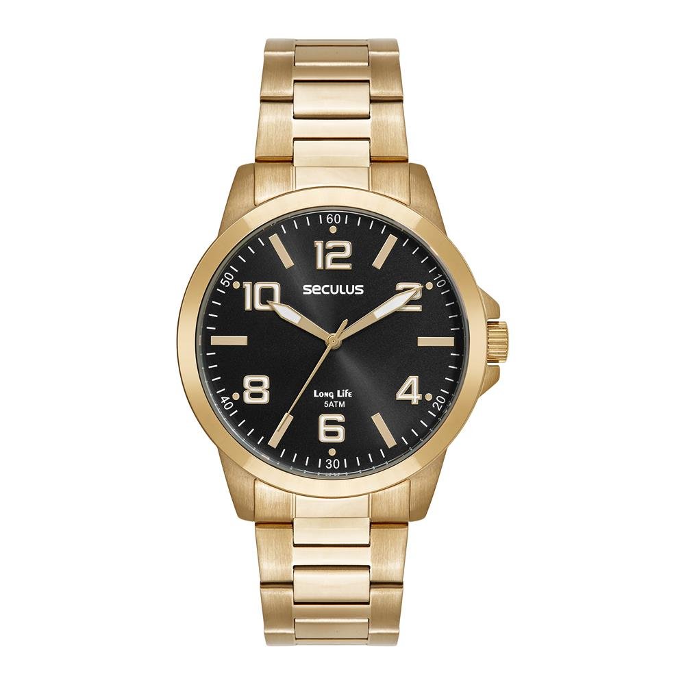 Relógio Seculus Masculino Ref: 44297gpsvda4 Casual Dourado