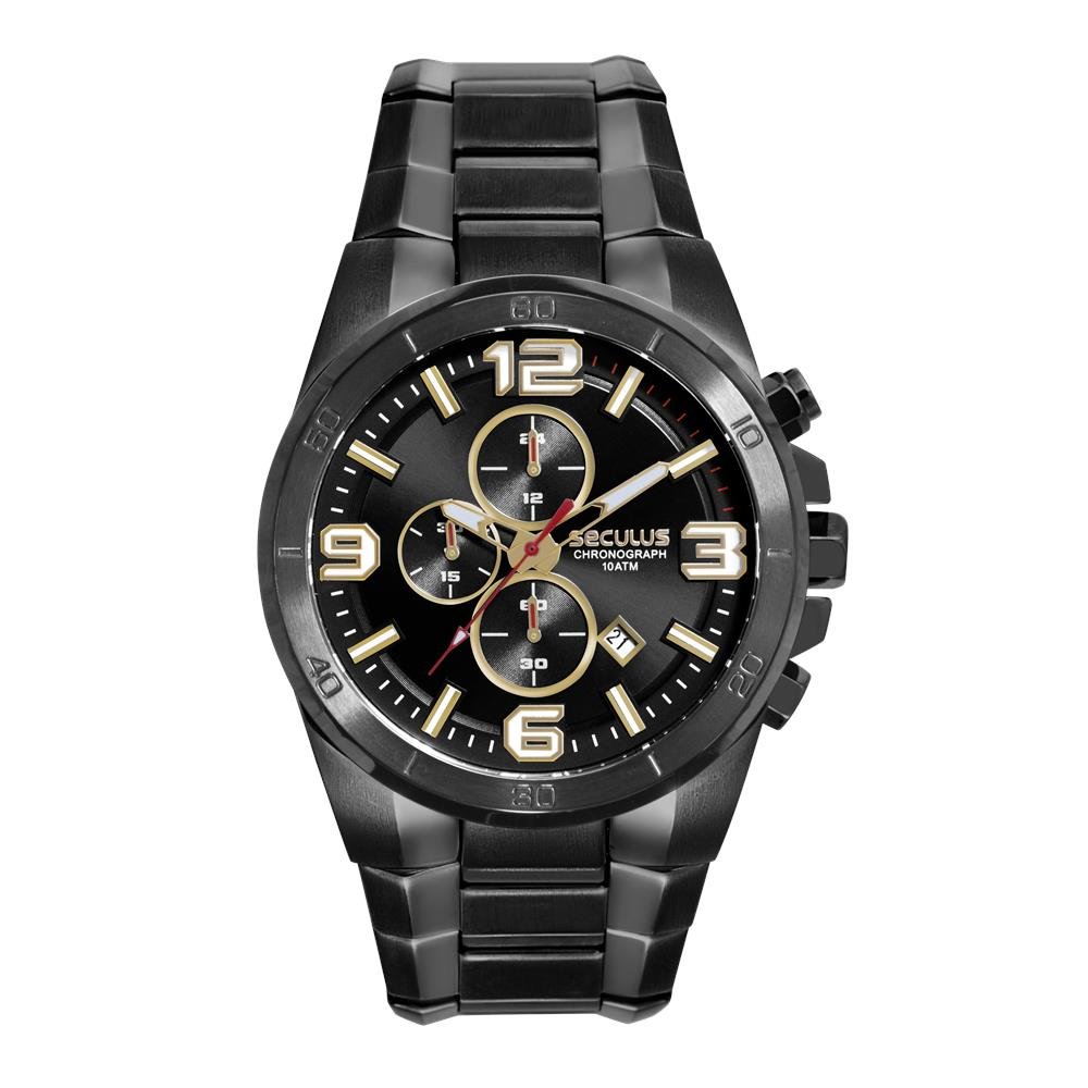 Relógio Seculus Masculino Ref: 44318gpsvpa3 Cronógrafo Black