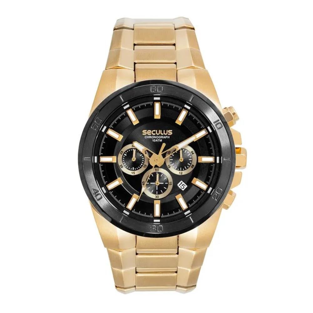 Relógio Seculus Masculino Ref: 44319gpsvha2 Cronógrafo Dourado