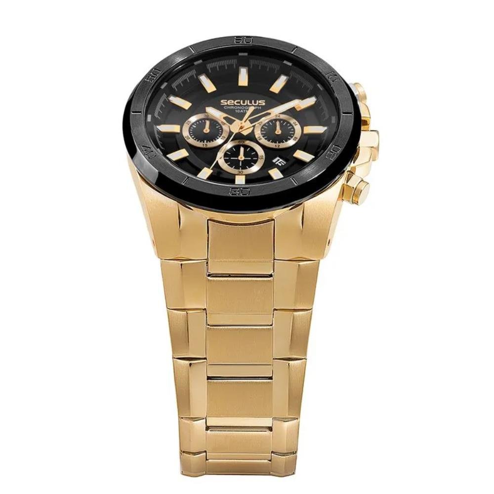 Relógio Seculus Masculino Ref: 44319gpsvha2 Cronógrafo Dourado Dourado 2
