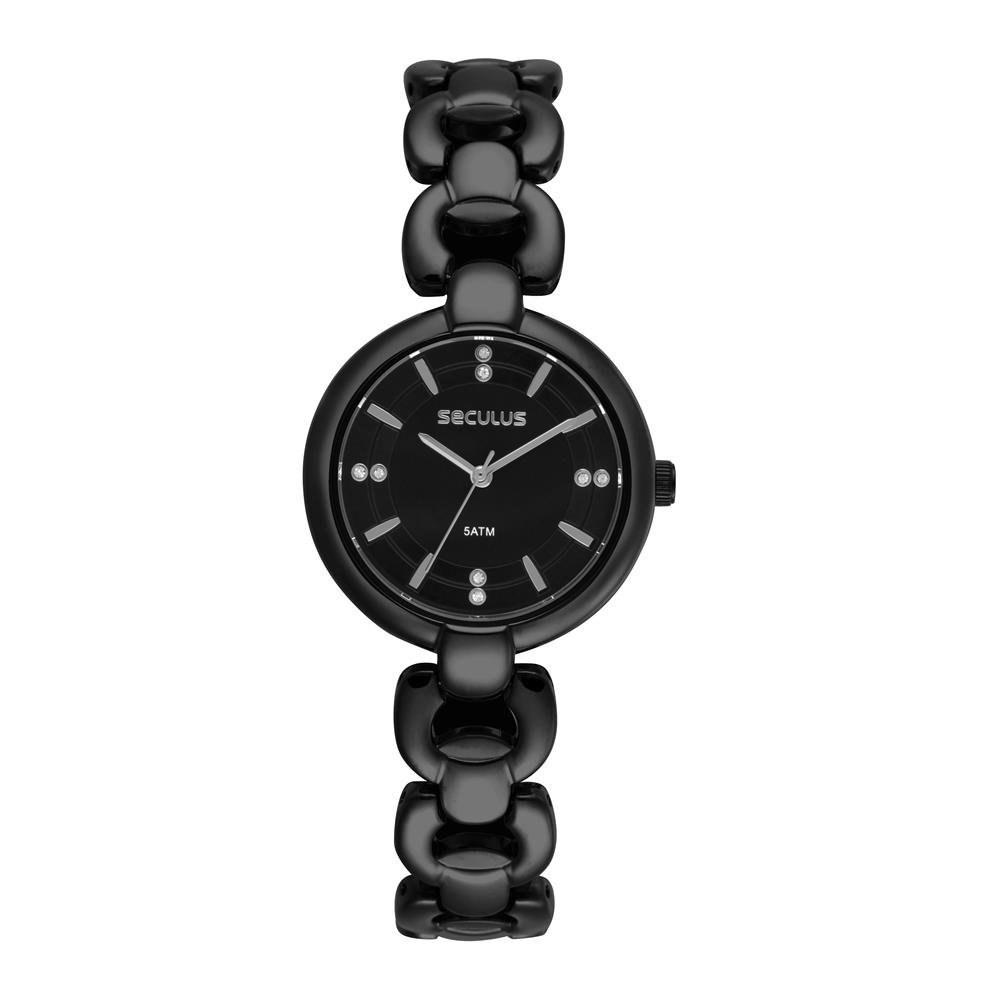 Relógio Seculus Feminino Ref: 23754lpsvpb2 Bracelete Black