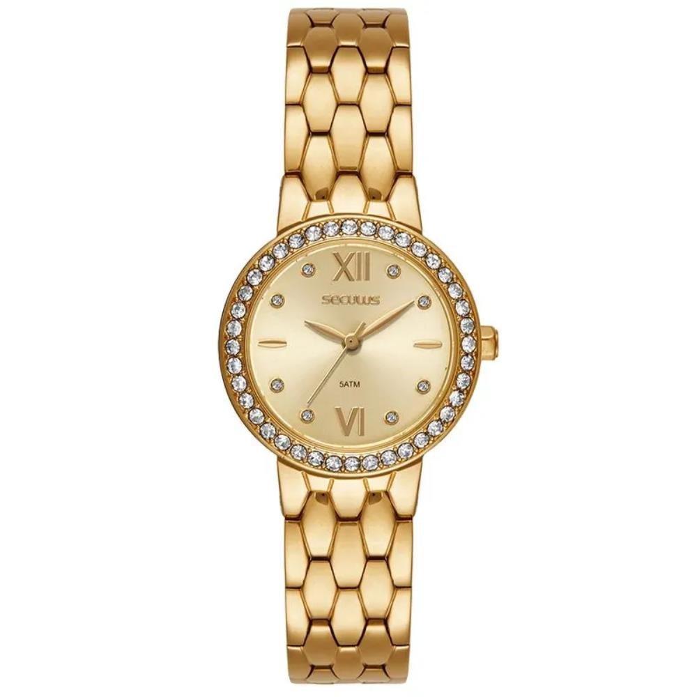 Relógio Seculus Feminino Ref: 23747lpsvds1 Clássico Dourado