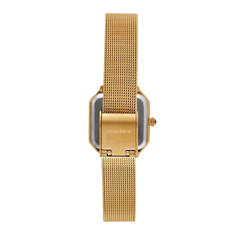 Relogio Mondaine Feminino Ref: 32982lpmvde1 Retangular Mesh Dourado Dourado 4