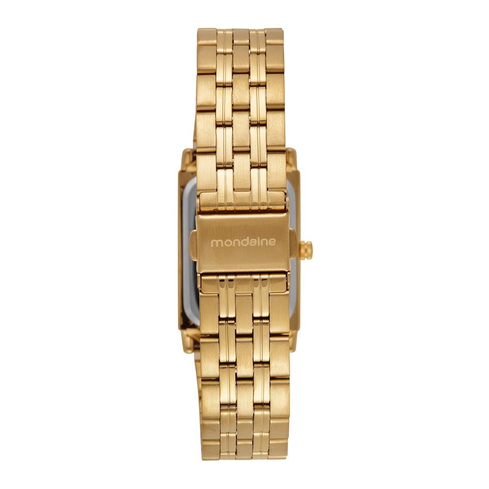 Relogio Mondaine Feminino Ref: 32959lpmvde1 Retangular Espelhado Dourado Dourado 4