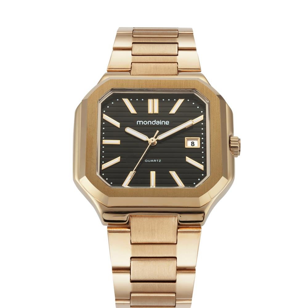 Relogio Mondaine Masculino Ref: 32945gpmvde1 Retangular Dourado Dourado 2