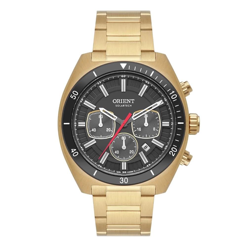 Relógio Orient Masculino Ref: Mgssc070 G1kx Solar Cronógrafo Dourado
