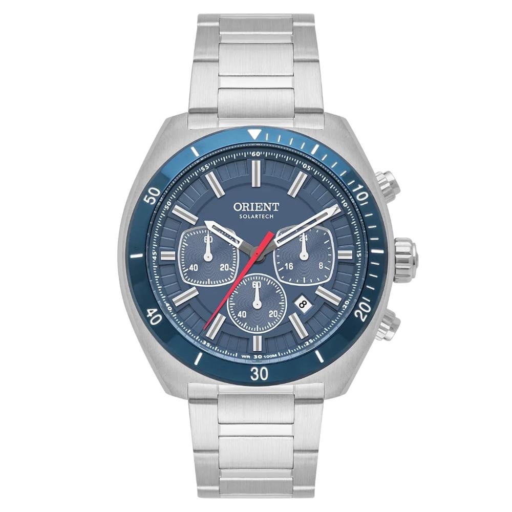 Relógio Orient Masculino Ref: Mbssc285 D1sx Solar Cronógrafo Prateado