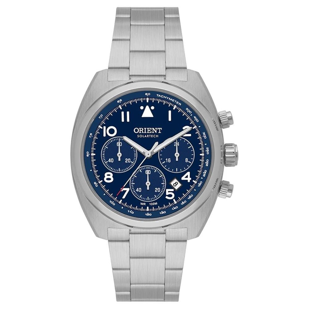 Relógio Orient Masculino Ref: Mbssc297 D2sx Solar Cronógrafo Prateado