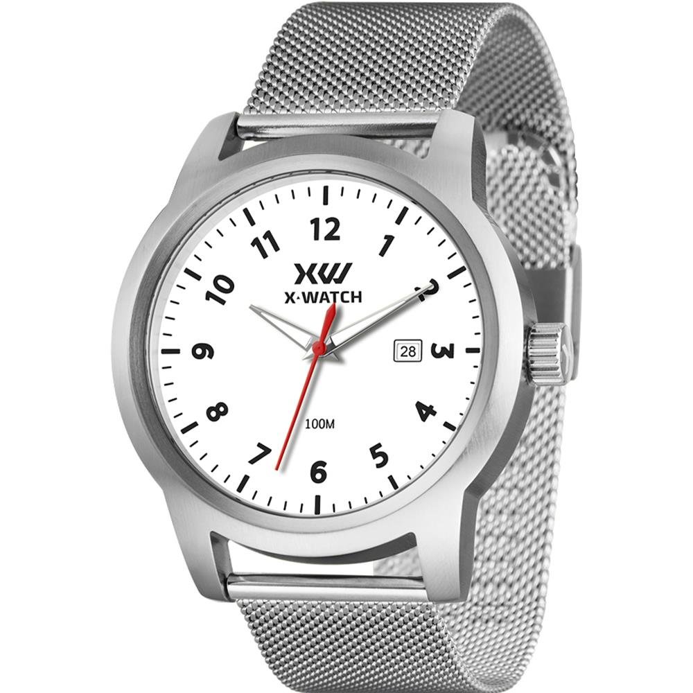 Relógio X-Watch Masculino Ref: Xmss1066 B2sx Casual Mesh Prateado