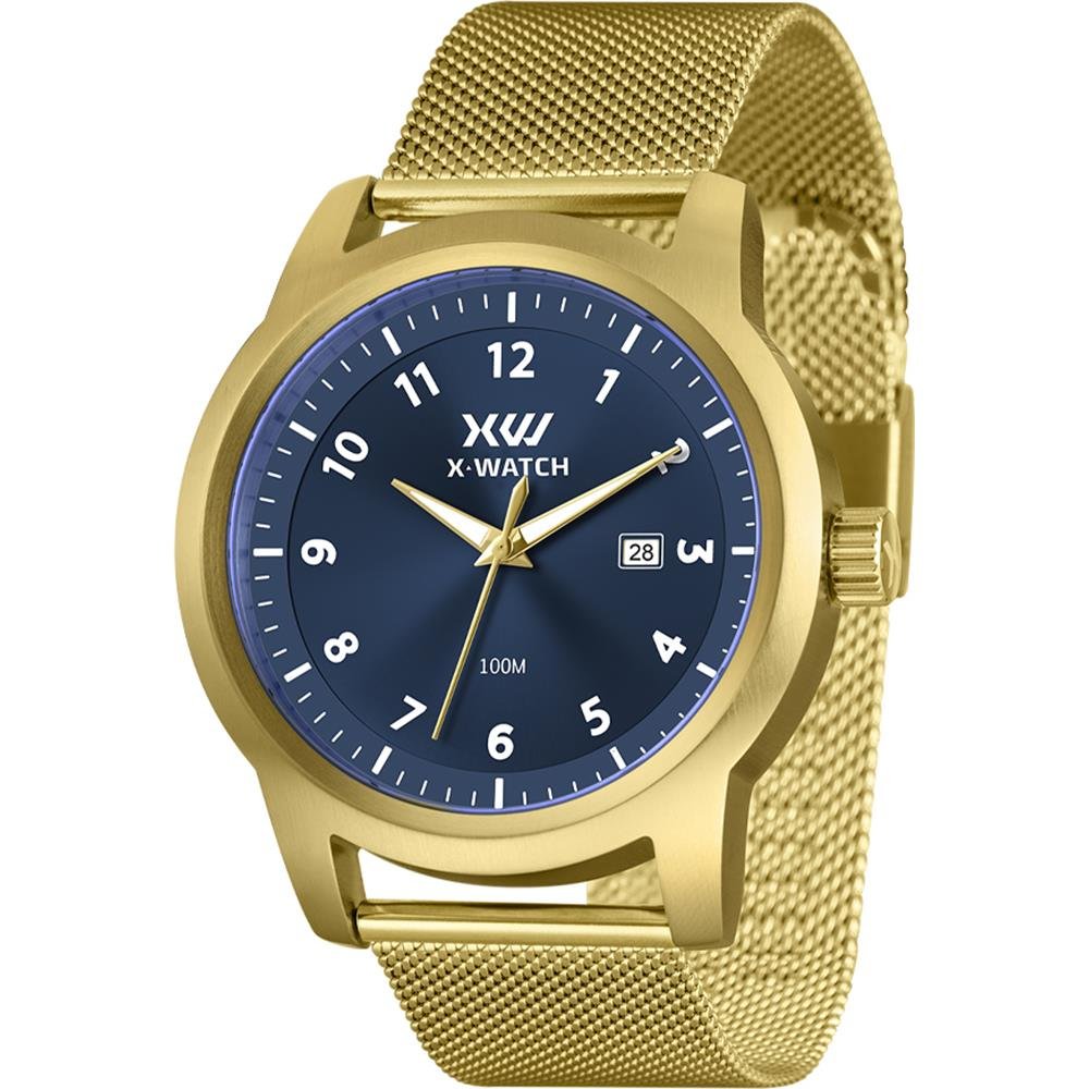 Relógio X-Watch Masculino Ref: Xmgs1049 D2kx Casual Mesh Dourado